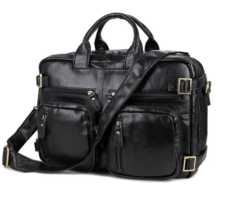 100% Guarantee Real Genuine Leather Men Messenger Bags (14'' Laptop Briefcase)