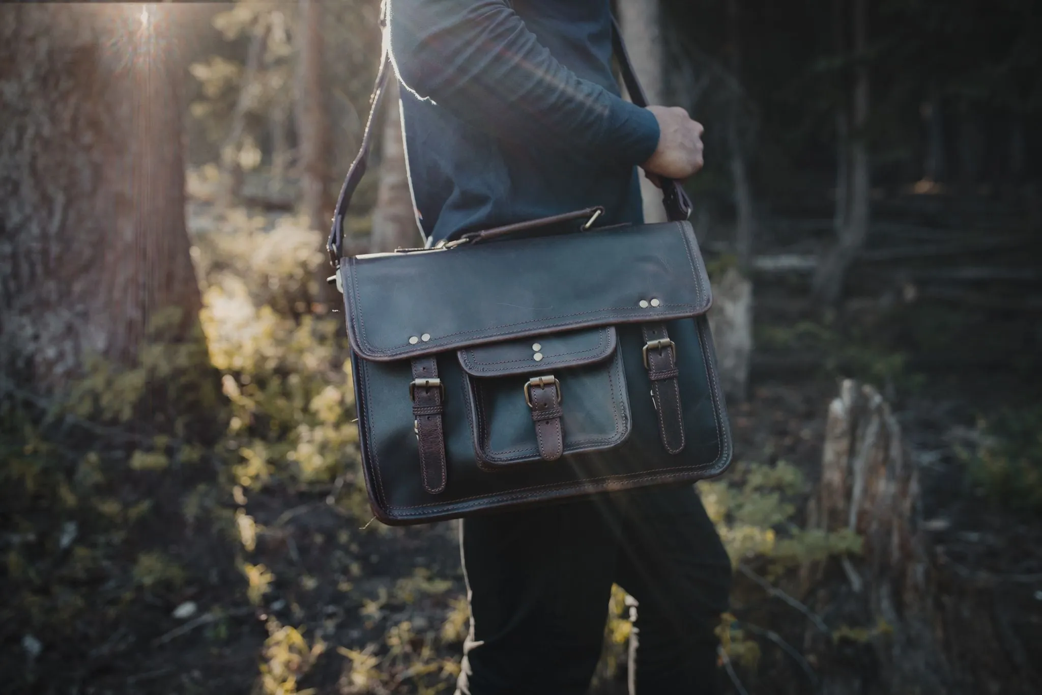 18 inch Buffalo Leather Briefcase