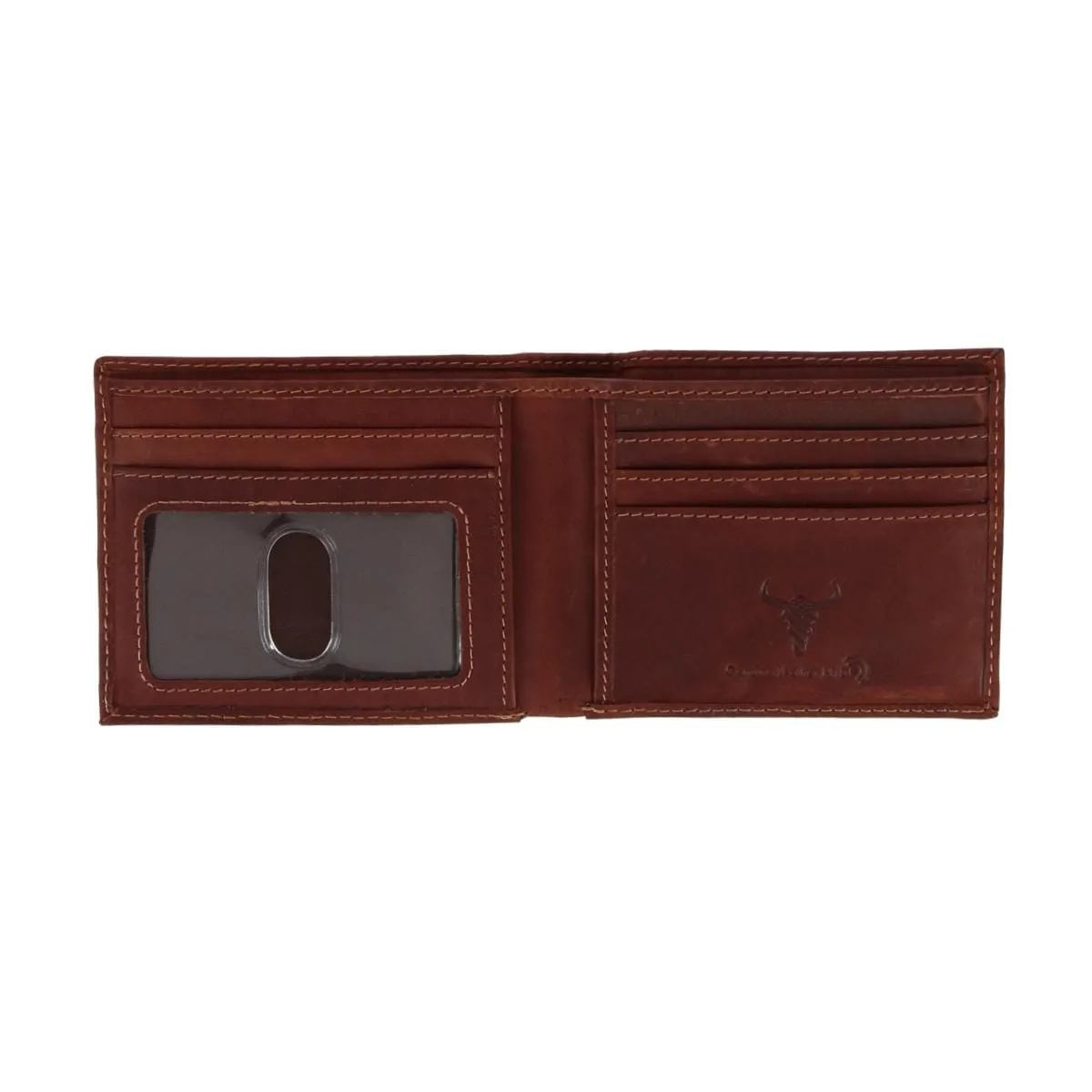 American Bison Men's Oil Pull Up Leather Slim Bifold Wallet