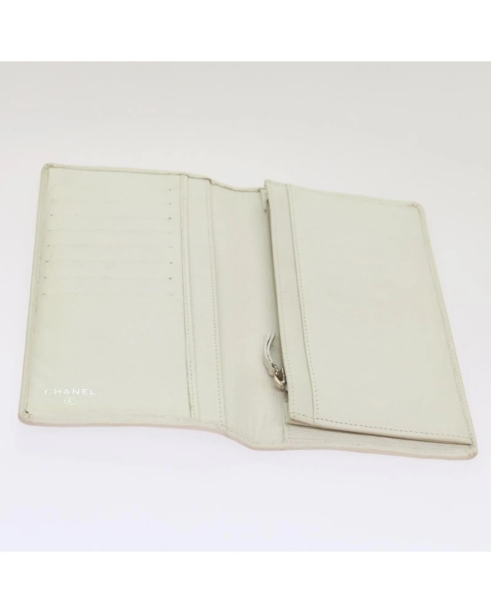 Authentic White Leather Wallet with CC Logo