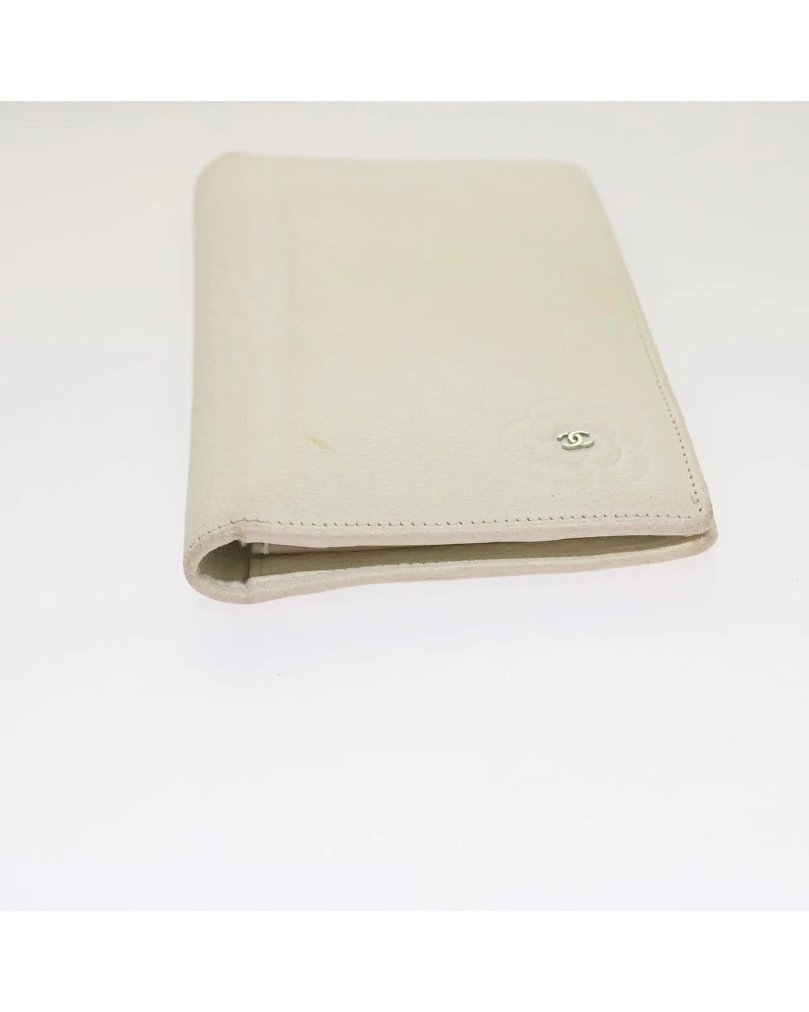 Authentic White Leather Wallet with CC Logo