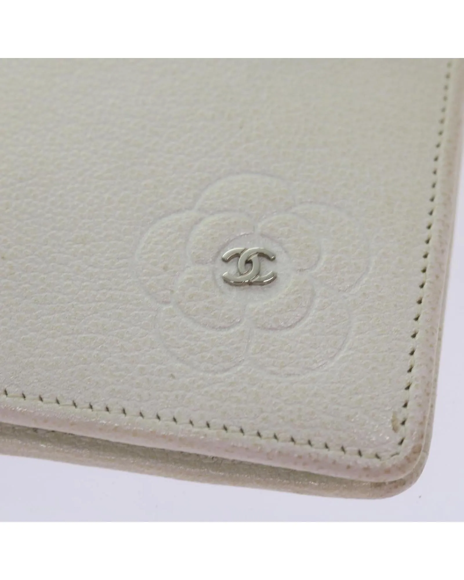 Authentic White Leather Wallet with CC Logo