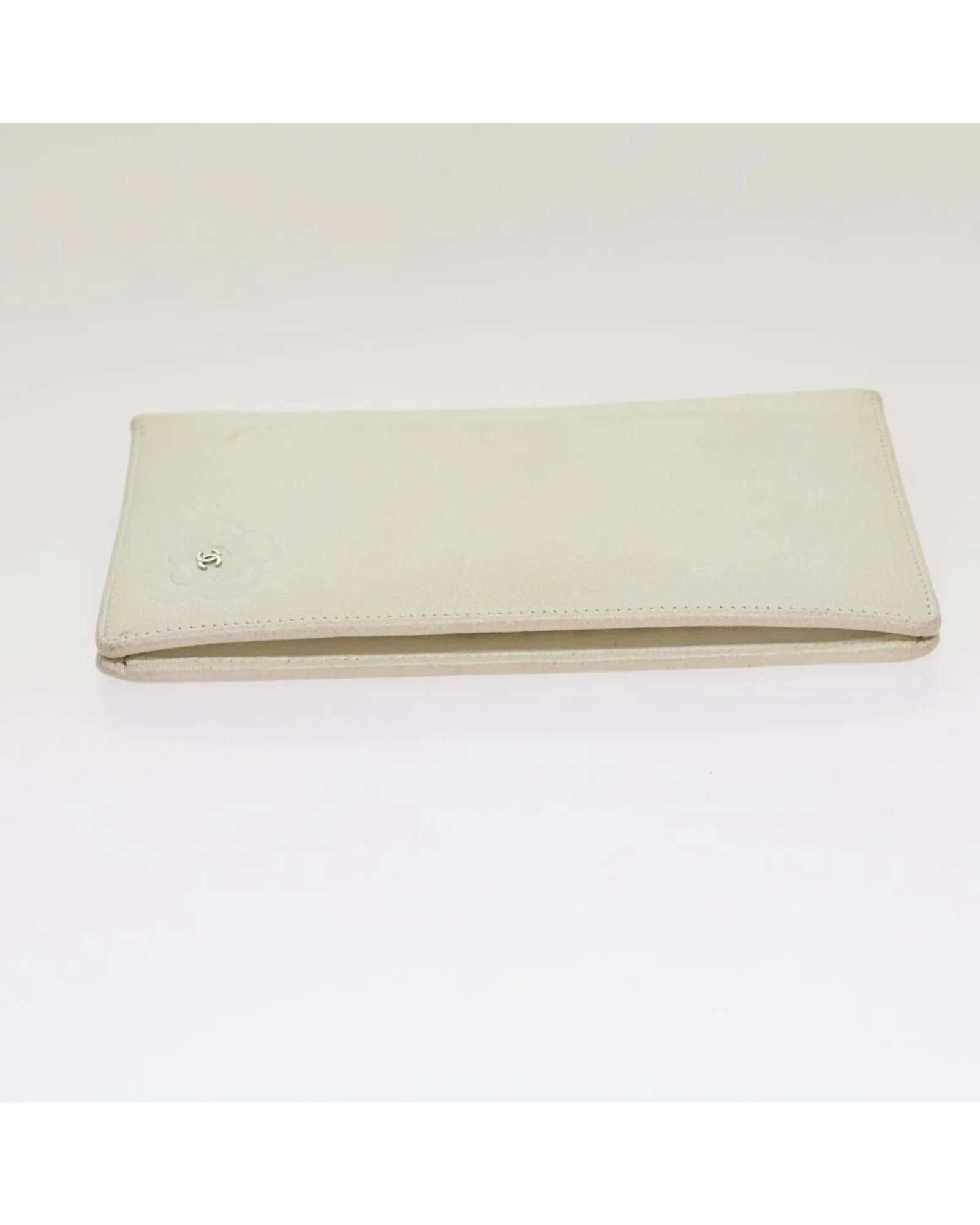 Authentic White Leather Wallet with CC Logo