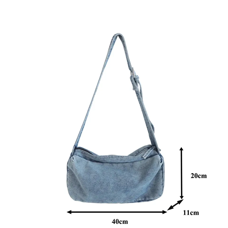 Belt Denim Women's Bag New Jeans Messenger Bag Y2K Shoulder Bag Cowboy Eco Bag Korean Shopping Satchels Canvas Handbags Ins