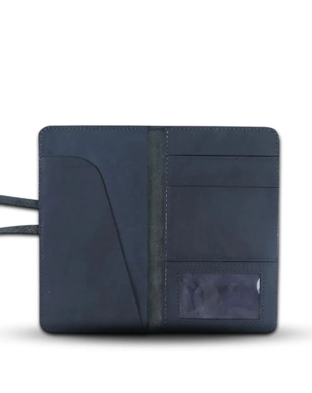 BLUE LEATHER TRAVEL PASSPORT WALLET