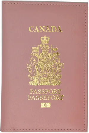 Canada Passport Wallet Genuine Leather Passport holder with Emblem (Blue)