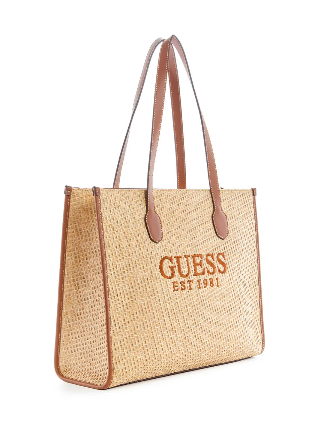 Cognac Brown and Natural Silvana Tote Bag