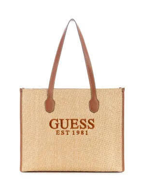 Cognac Brown and Natural Silvana Tote Bag