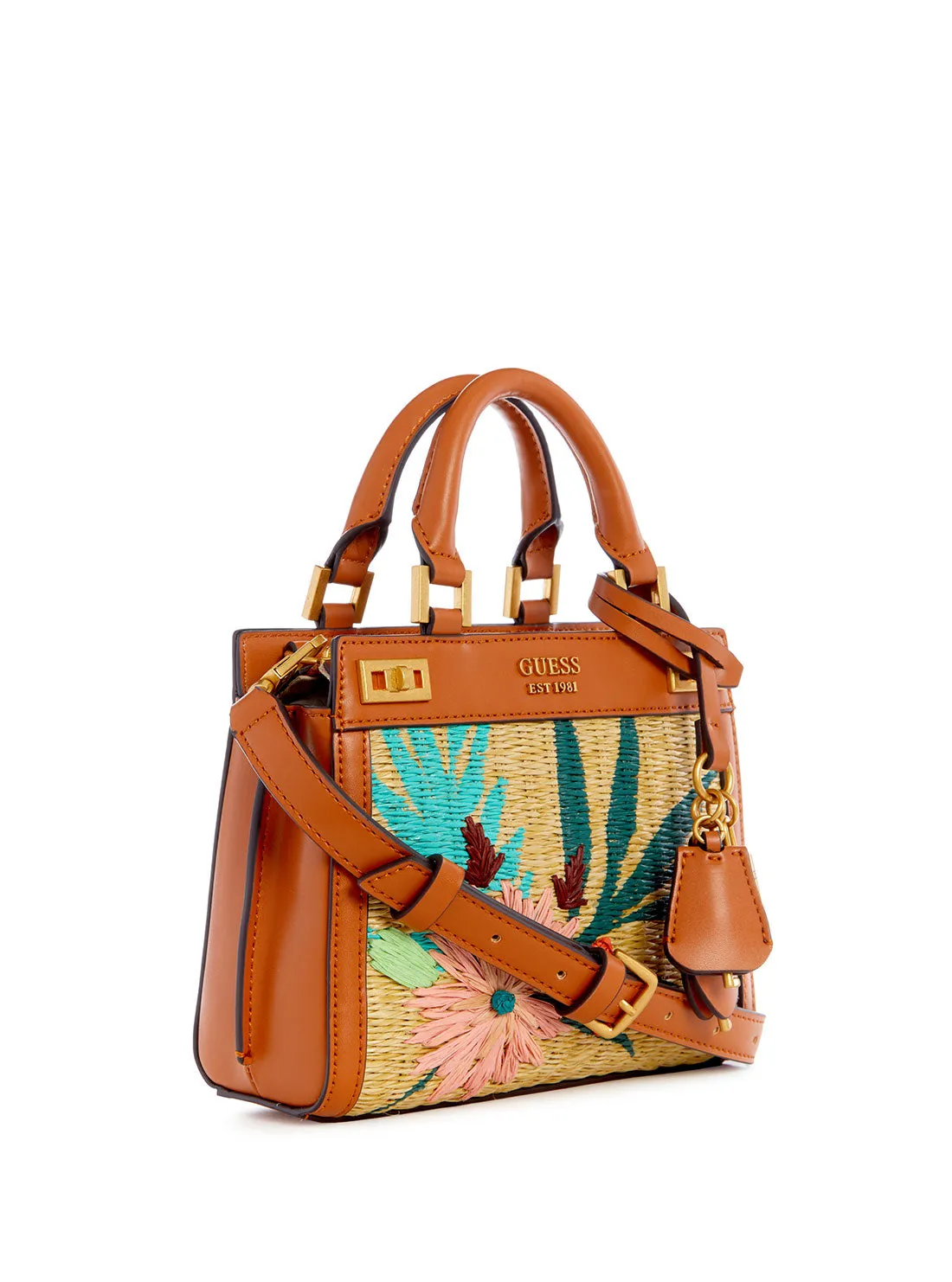 Cognac Floral Katey Mini Satchel Bag