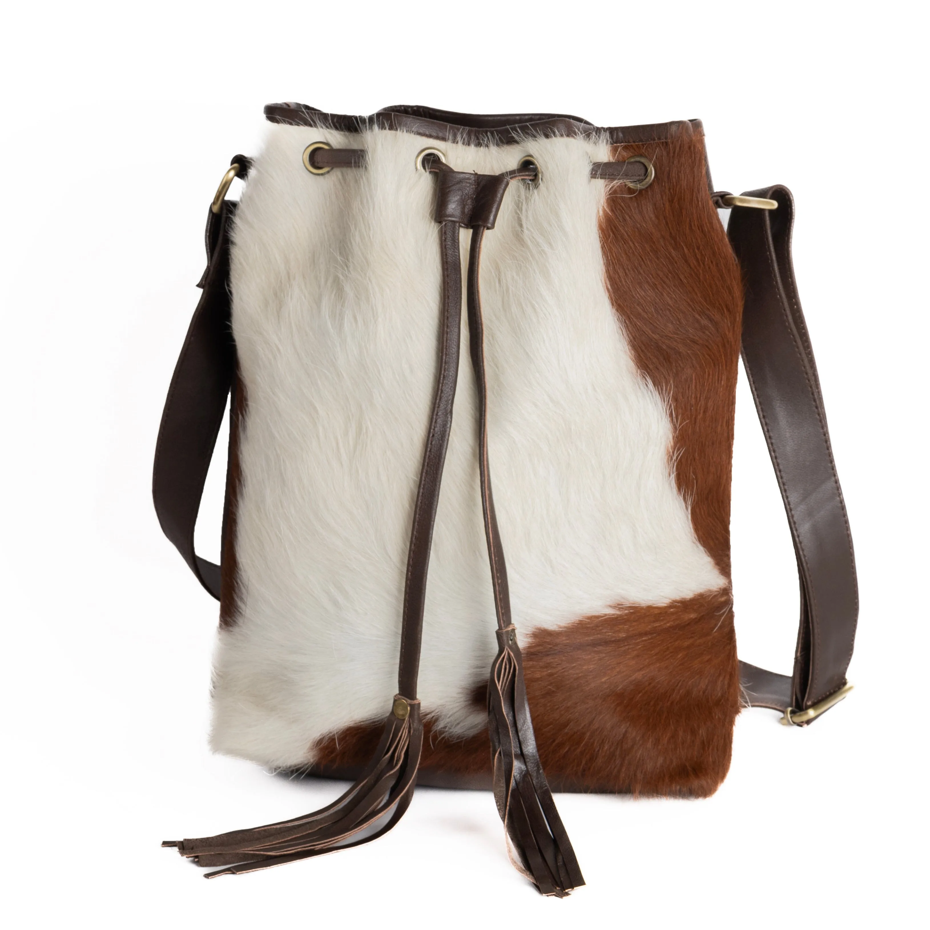 Cowhide Drawstring Satchel