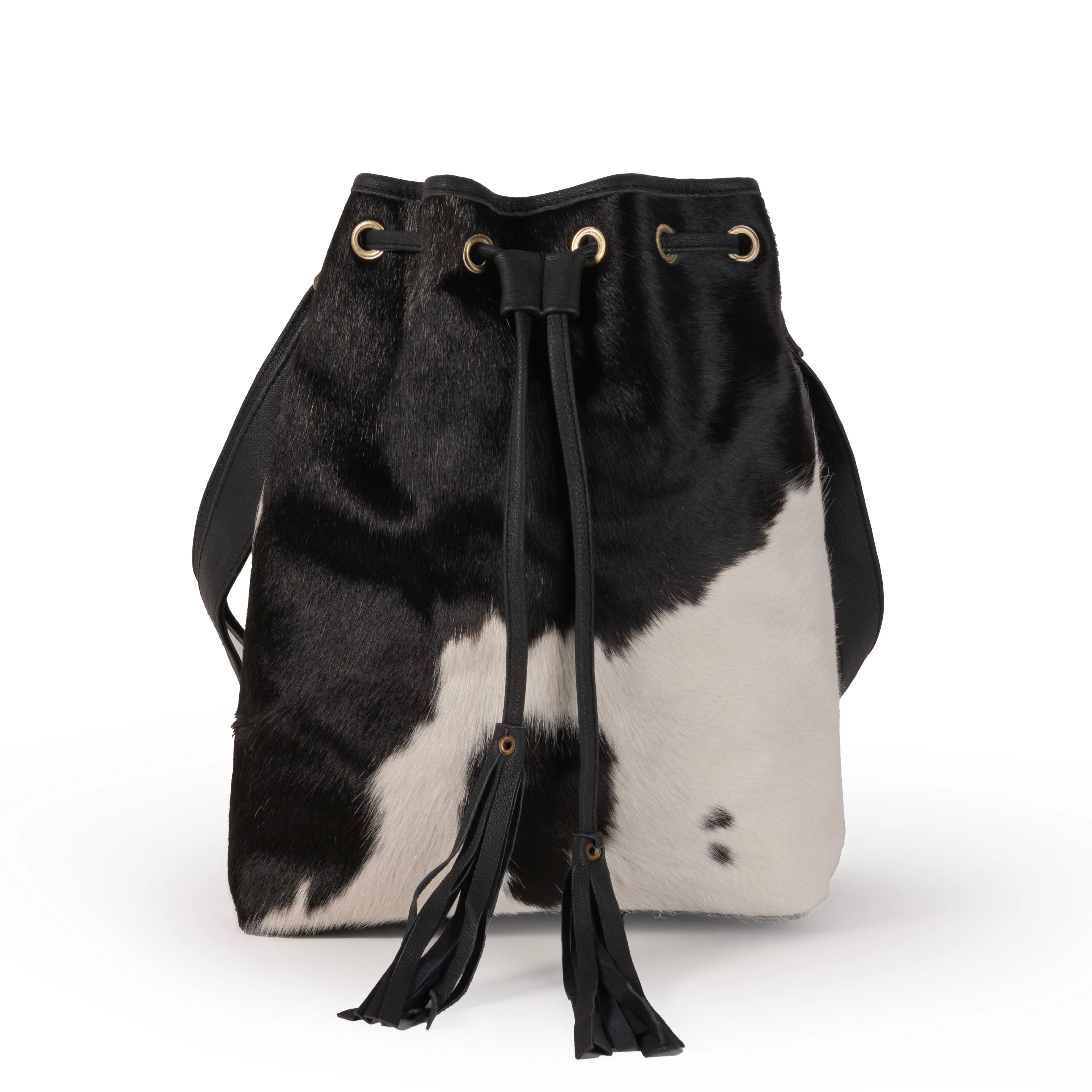 Cowhide Drawstring Satchel