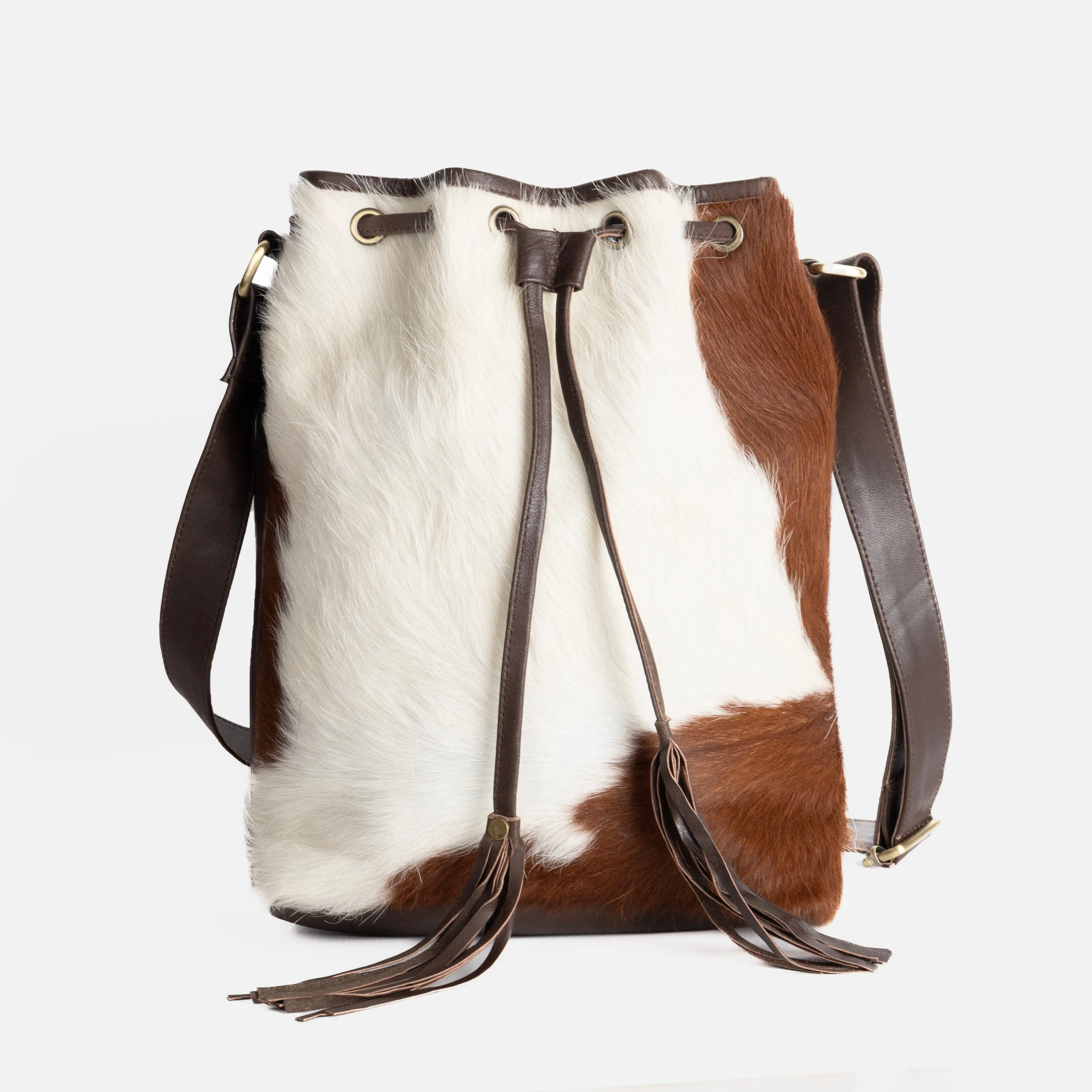 Cowhide Drawstring Satchel