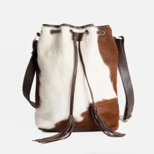 Cowhide Drawstring Satchel