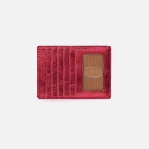 Euro Slide Card Case in Metallic Leather - Strawberry Fields