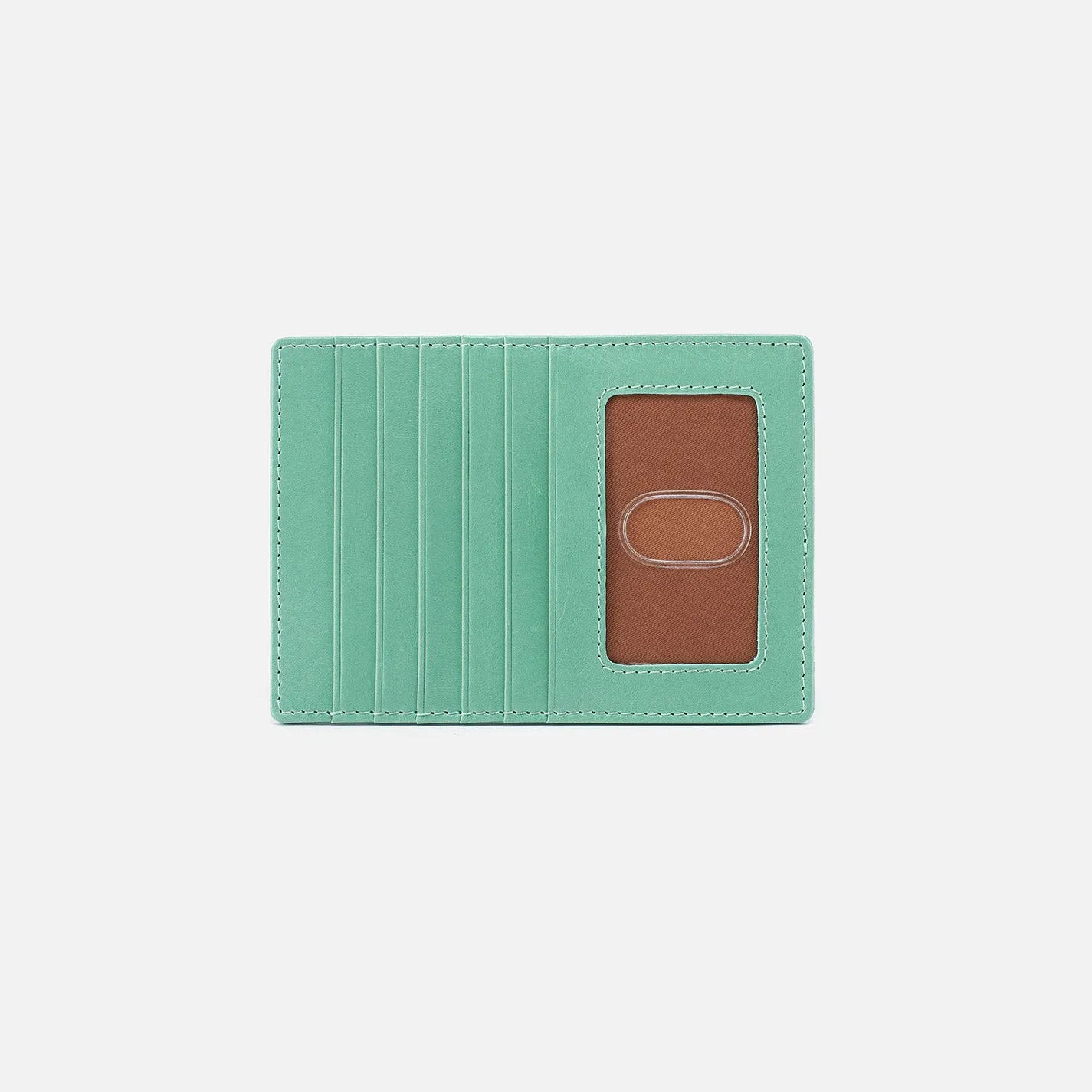 Euro Slide Card Case in Polished Leather - Seaglass