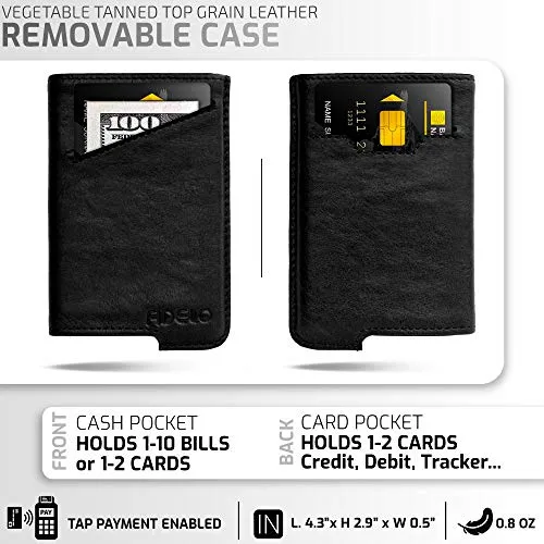 Fidelo Popup Rfid Wallet Slim 6063 Aluminum With Leather Case Vintage Black