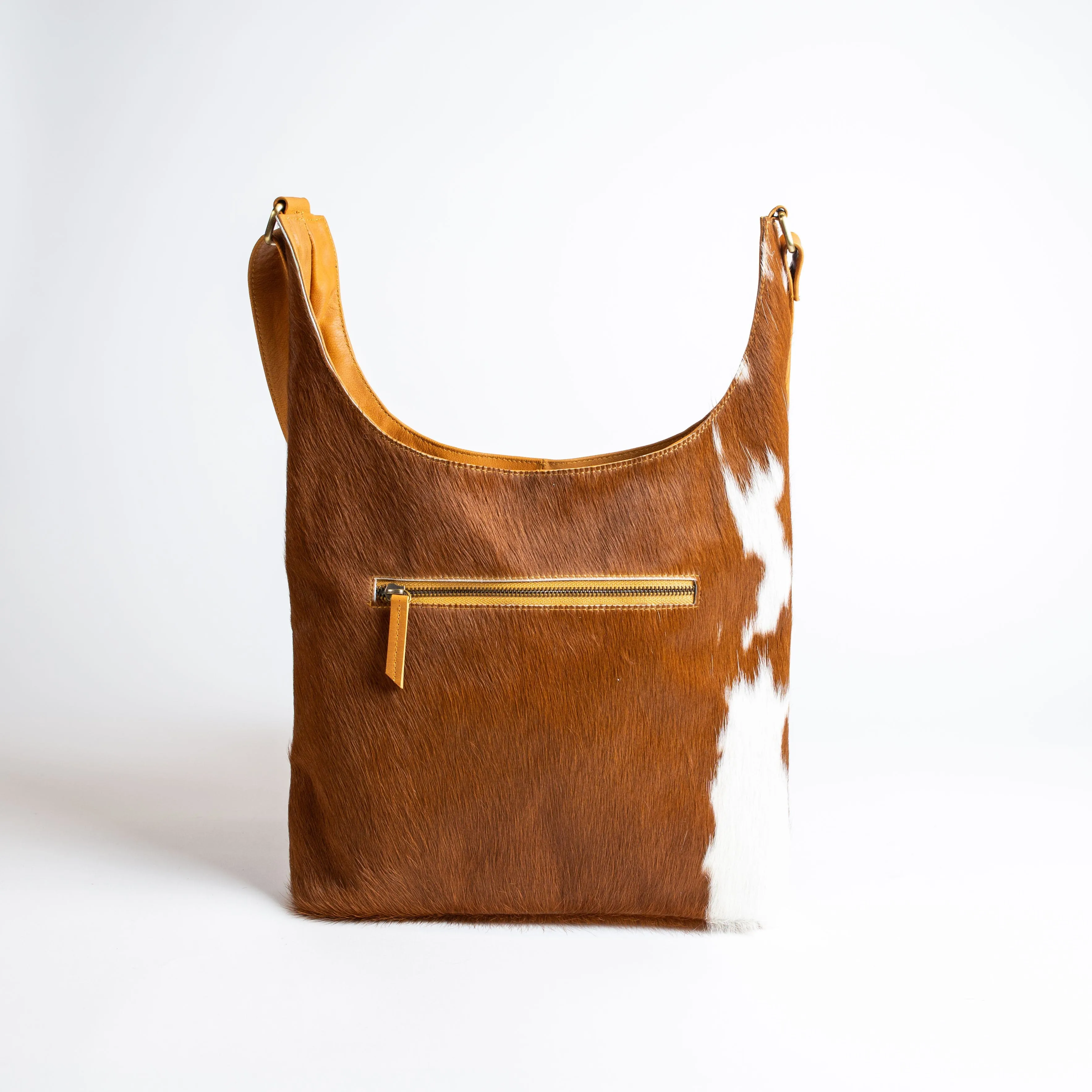 Front Fur Cowhide & Leather Satchel