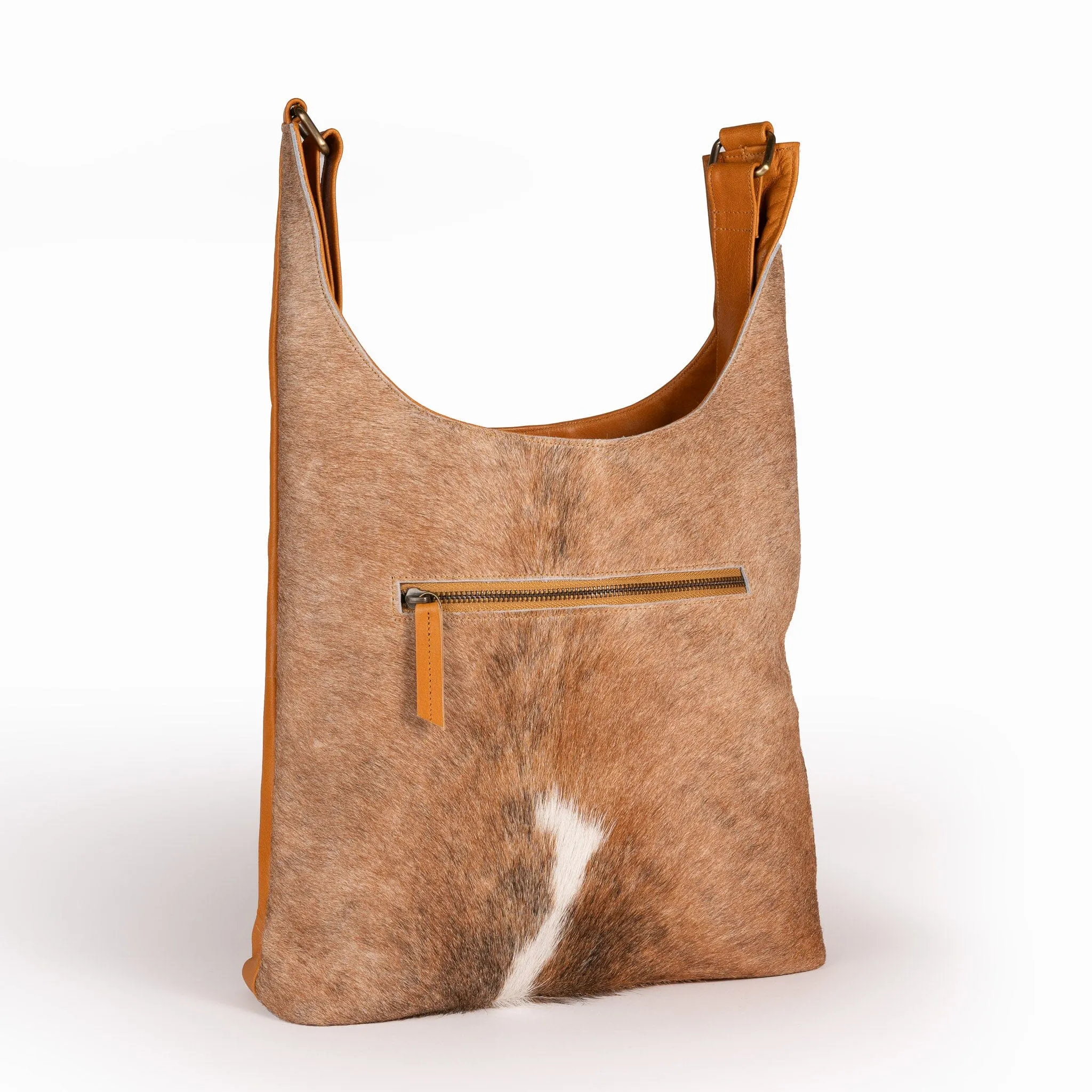 Front Fur Cowhide & Leather Satchel