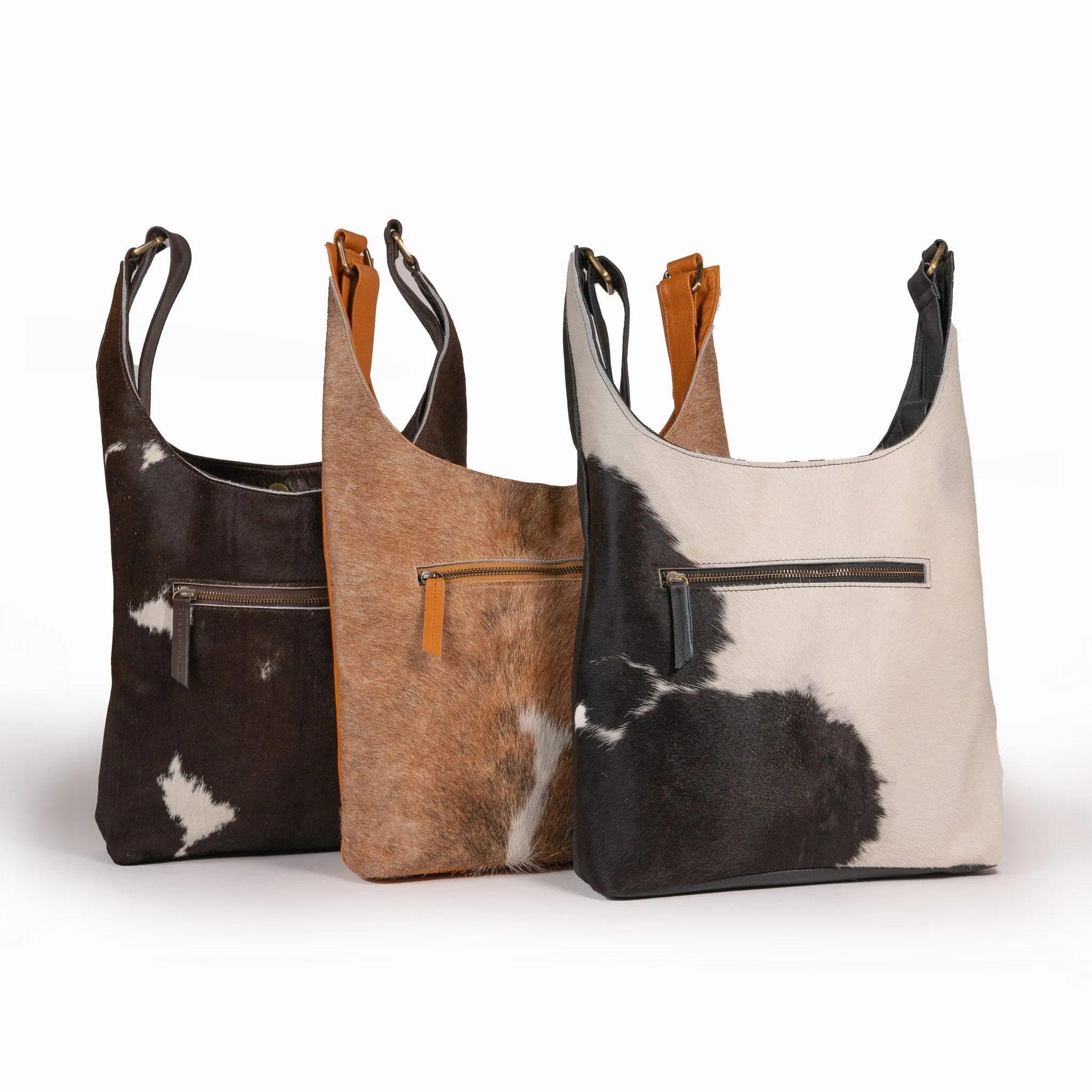 Front Fur Cowhide & Leather Satchel