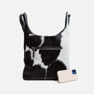 Front Fur Cowhide & Leather Satchel