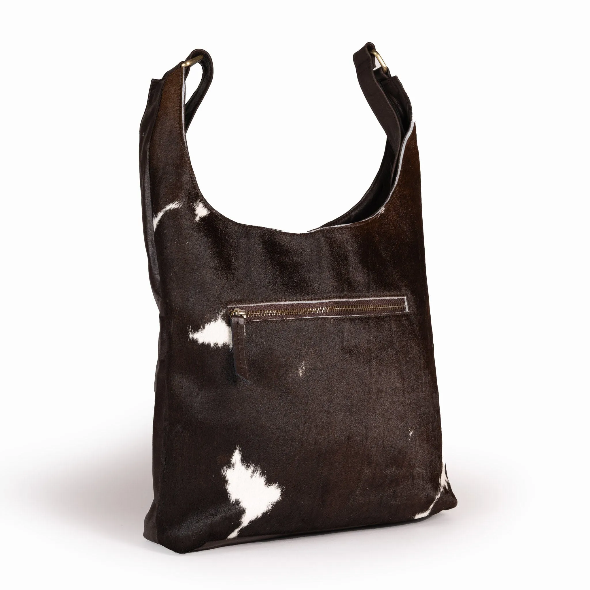 Front Fur Cowhide & Leather Satchel