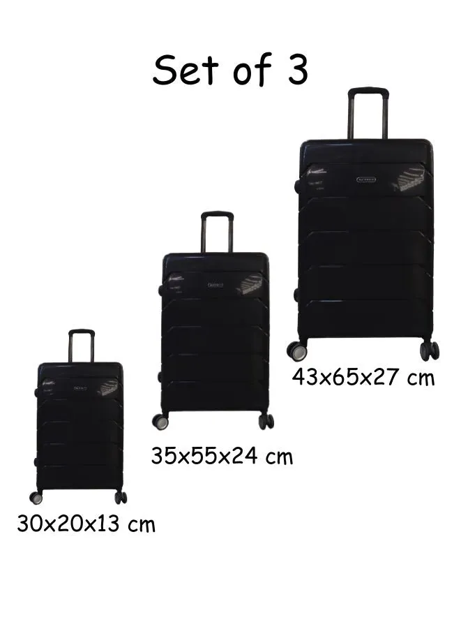 Gai Mattiolo 4-Wheeled Trolley Bag, PP Material, Italian Design, Lightweight and Durable Travel Suitcase, Set of 3