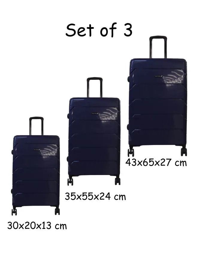 Gai Mattiolo 4-Wheeled Trolley Bag, PP Material, Italian Design, Lightweight and Durable Travel Suitcase, Set of 3