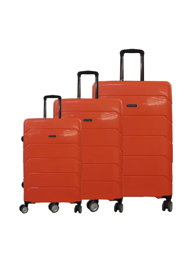 Gai Mattiolo 4-Wheeled Trolley Bag, PP Material, Italian Design, Lightweight and Durable Travel Suitcase, Set of 3