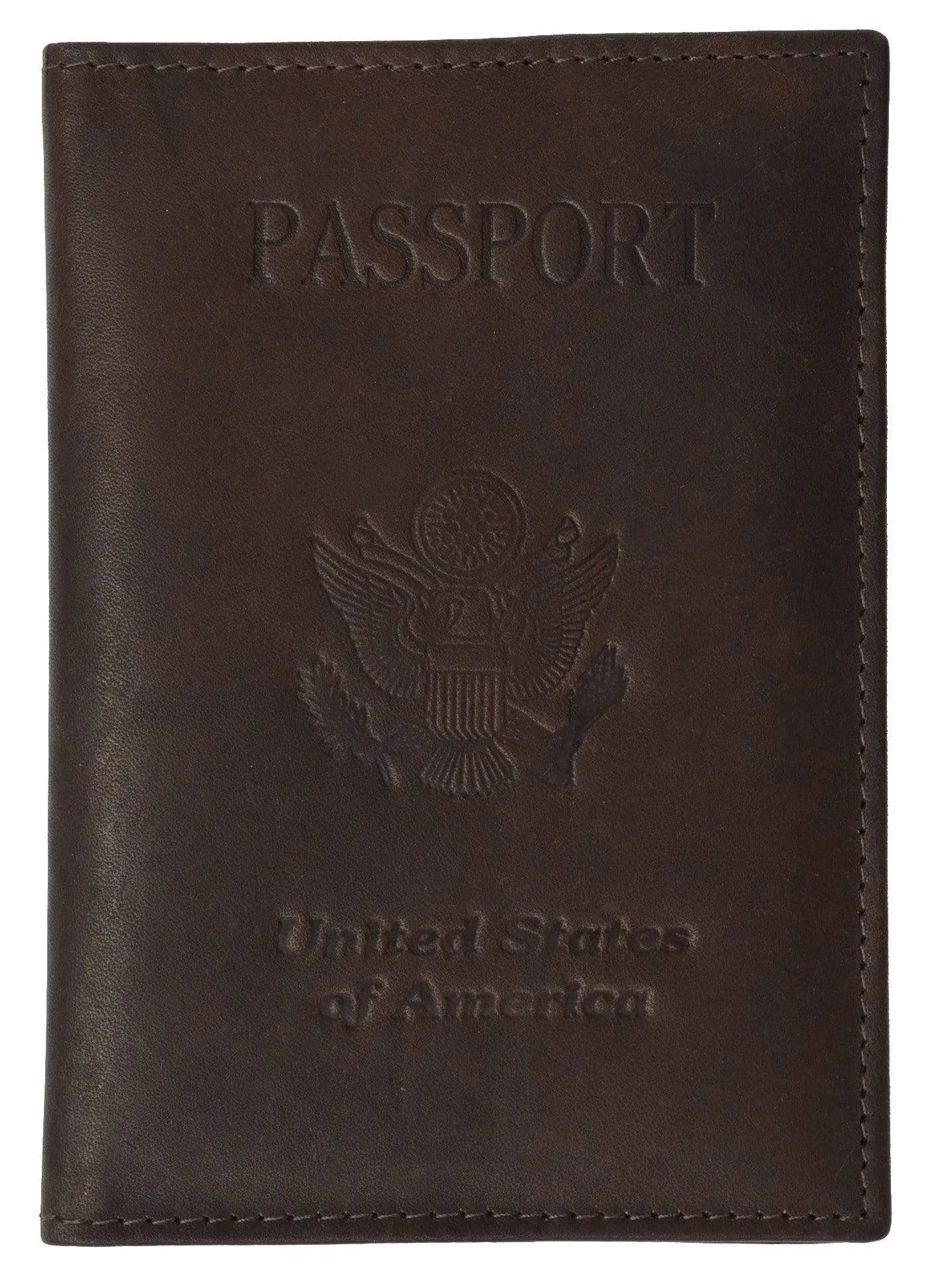 Genuine Leather Passport Credit Card Holder Wallet for Traveling 601 CF USA BLIND (C)