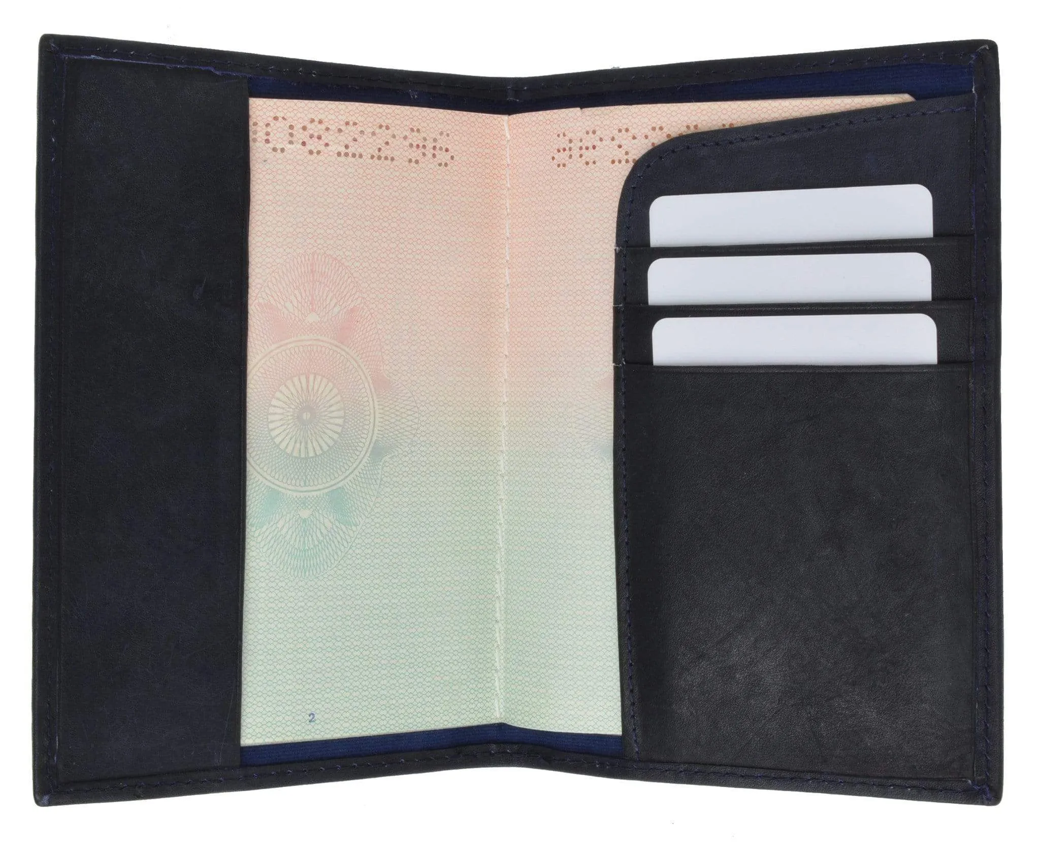 Genuine Leather Passport Credit Card Holder Wallet for Traveling 601 CF USA BLIND (C)