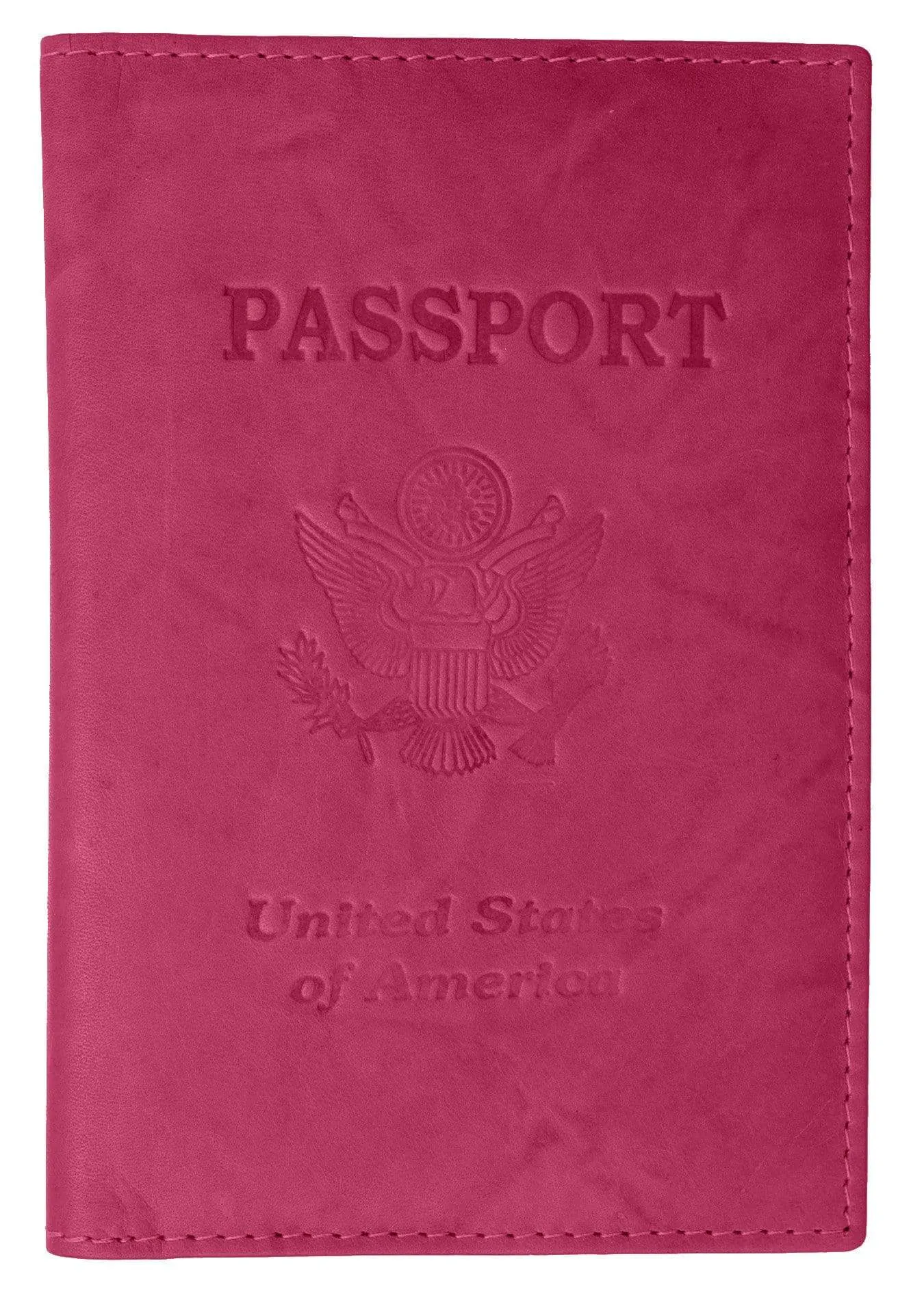 Genuine Leather Passport Credit Card Holder Wallet for Traveling 601 CF USA BLIND (C)