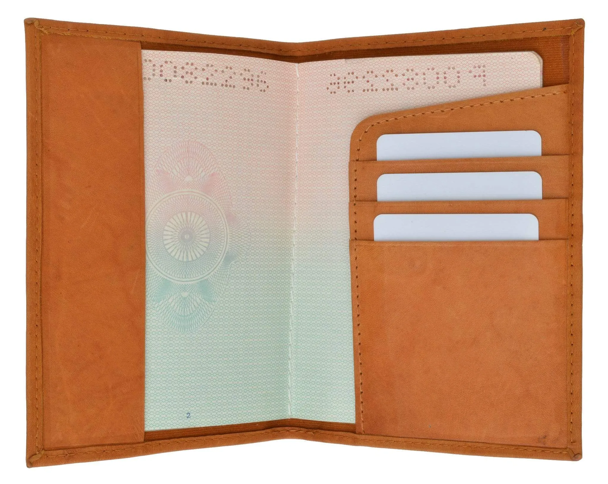 Genuine Leather Passport Credit Card Holder Wallet for Traveling 601 CF USA BLIND (C)