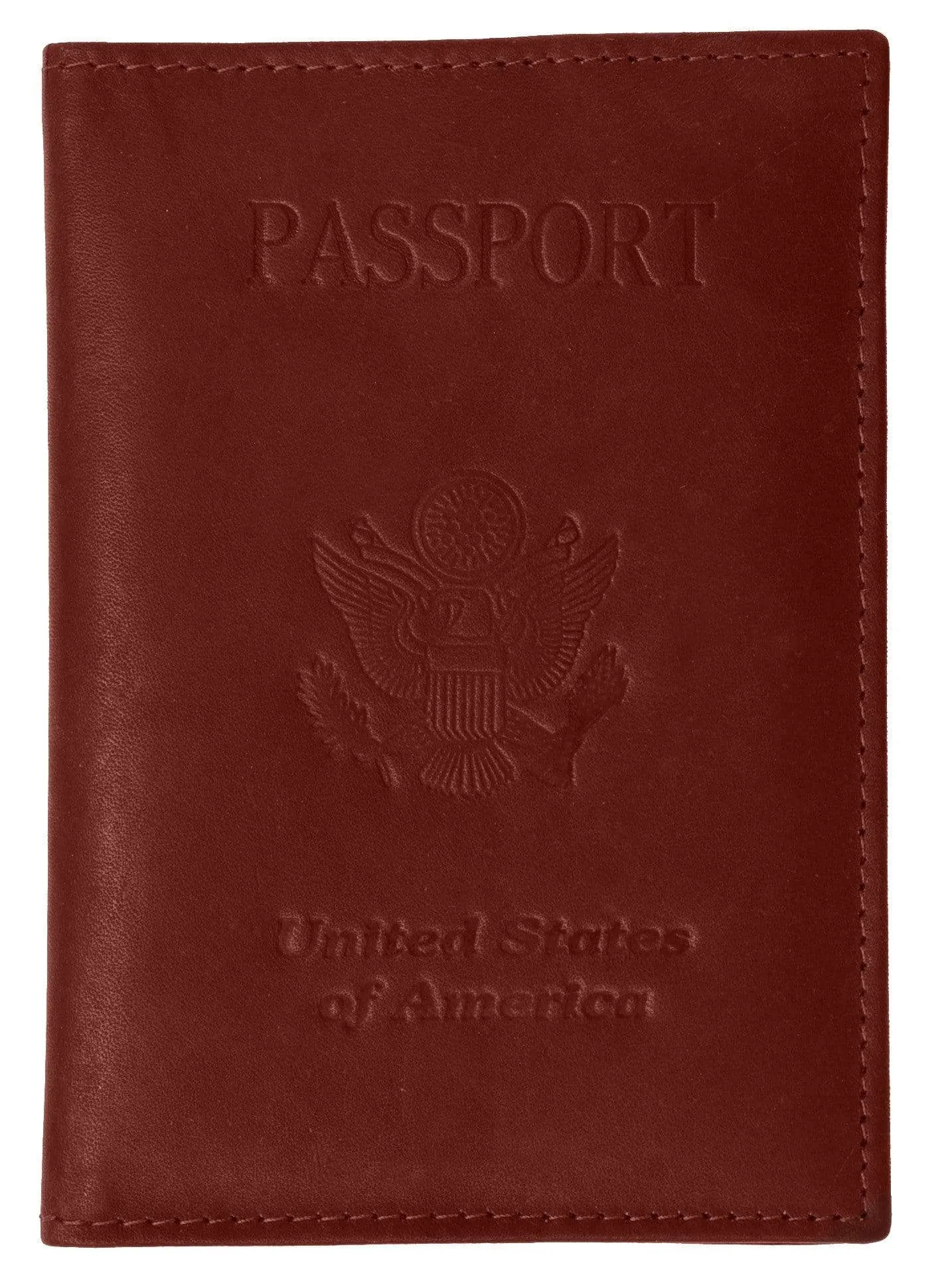 Genuine Leather Passport Credit Card Holder Wallet for Traveling 601 CF USA BLIND (C)