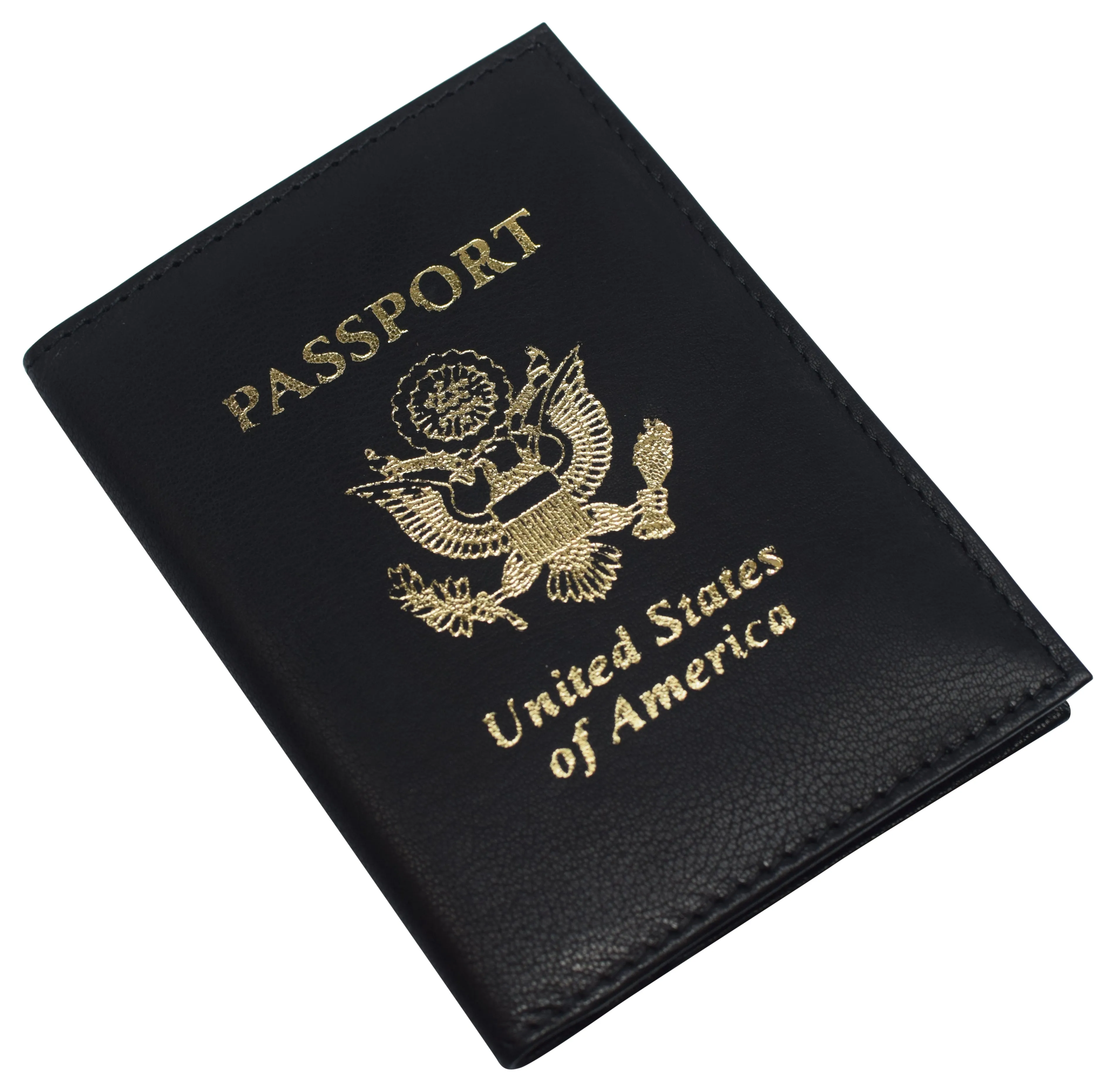 Genuine leather usa logo travel passport card holder case protector cover wallet