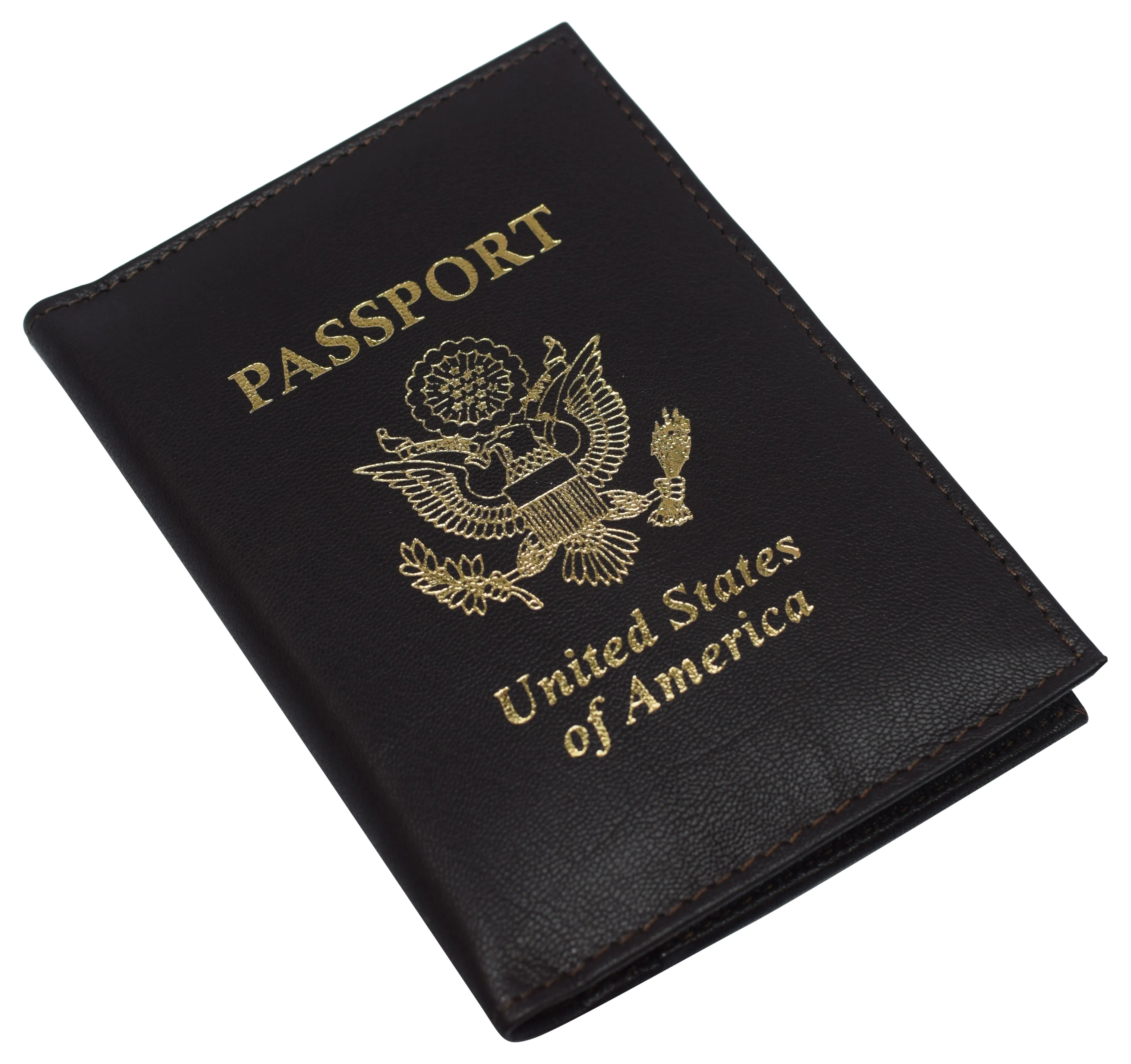 Genuine leather usa logo travel passport card holder case protector cover wallet