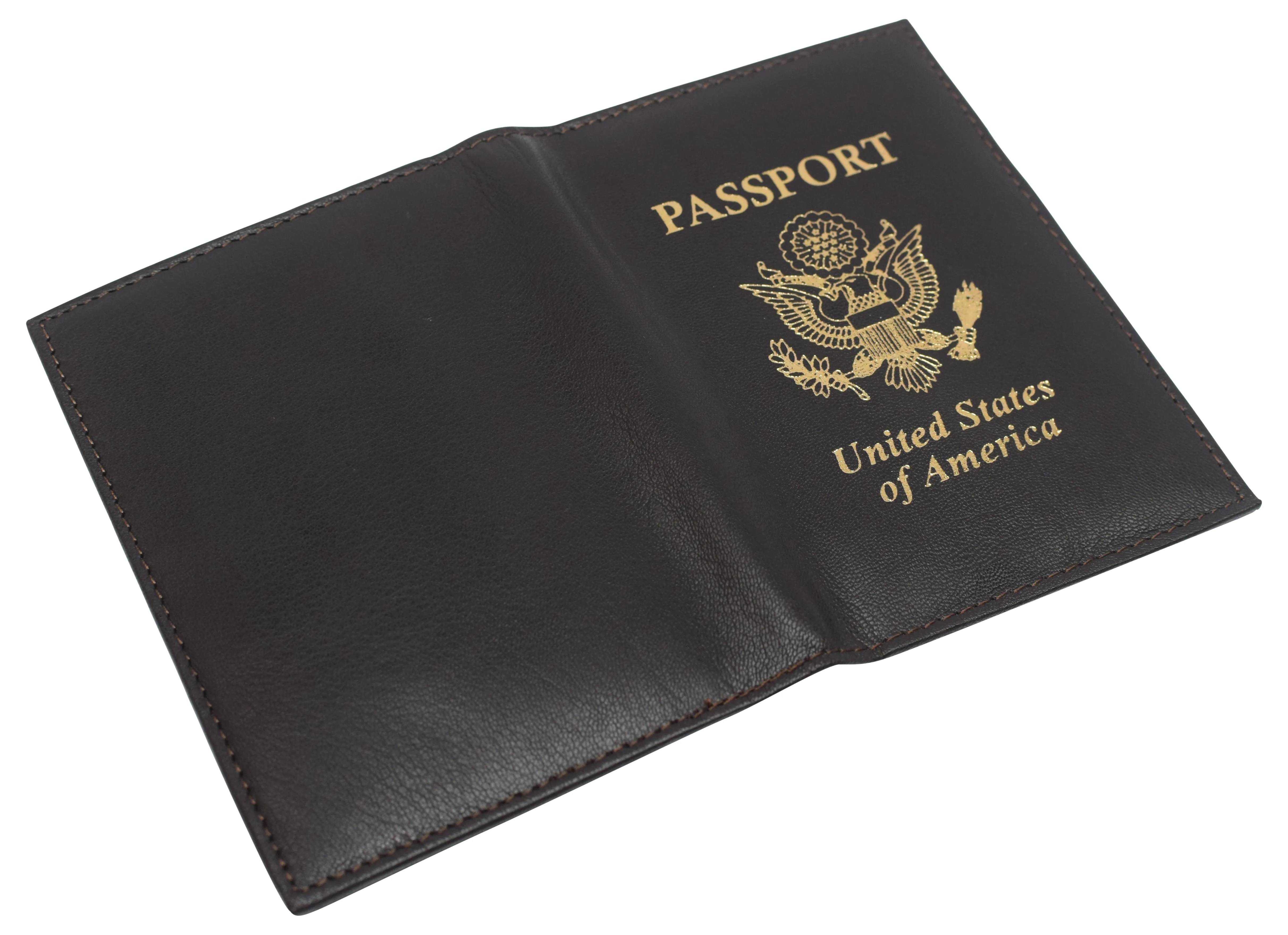 Genuine leather usa logo travel passport card holder case protector cover wallet