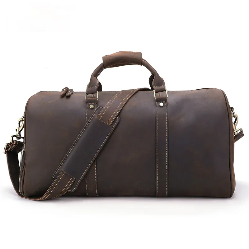 Handmade Leather Retro Business Duffle Bag/Travel Bag J6482