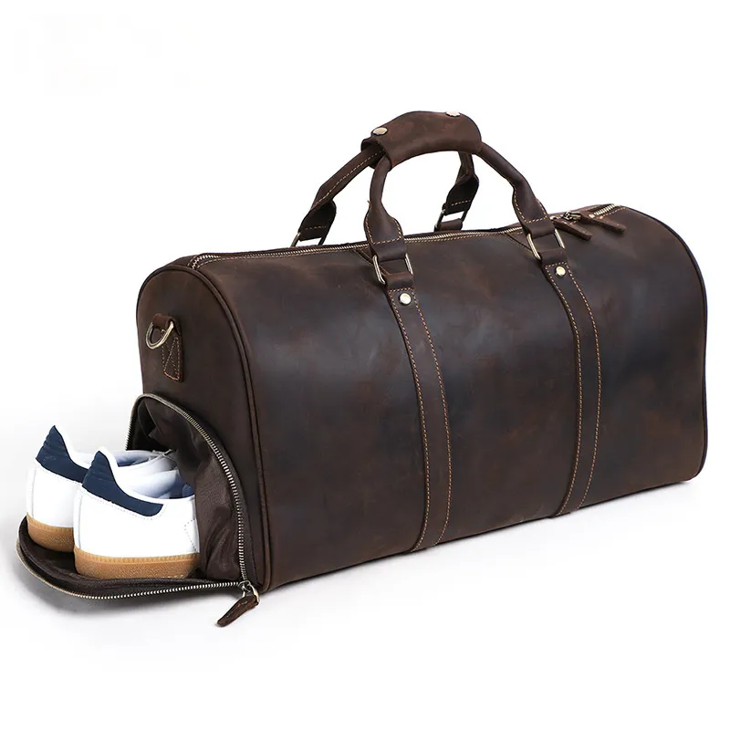 Handmade Leather Retro Business Duffle Bag/Travel Bag J6482