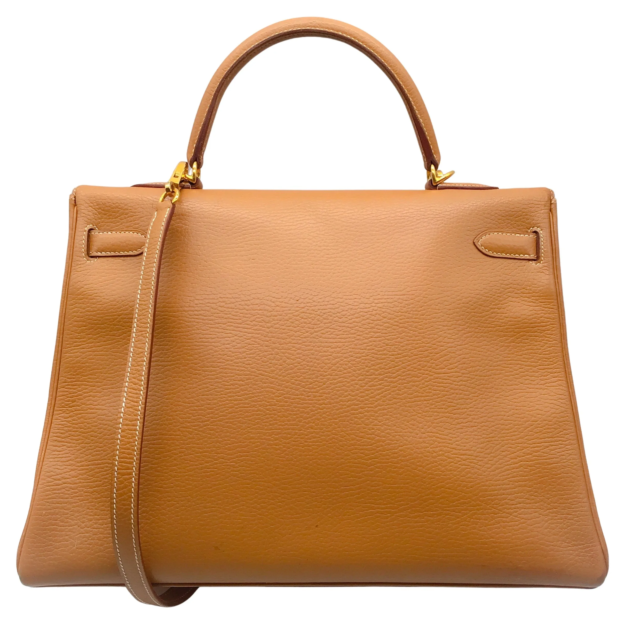 Hermès Kelly 35 Clemence Tan Leather Satchel