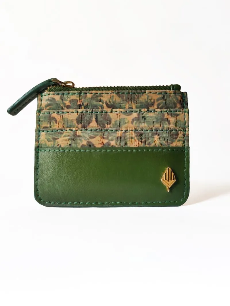 Iris- Cactus Leather & Cork Cardholder (Green)