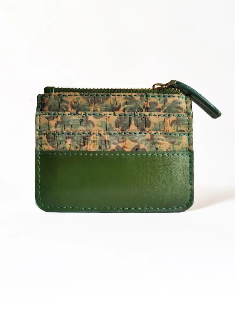 Iris- Cactus Leather & Cork Cardholder (Green)