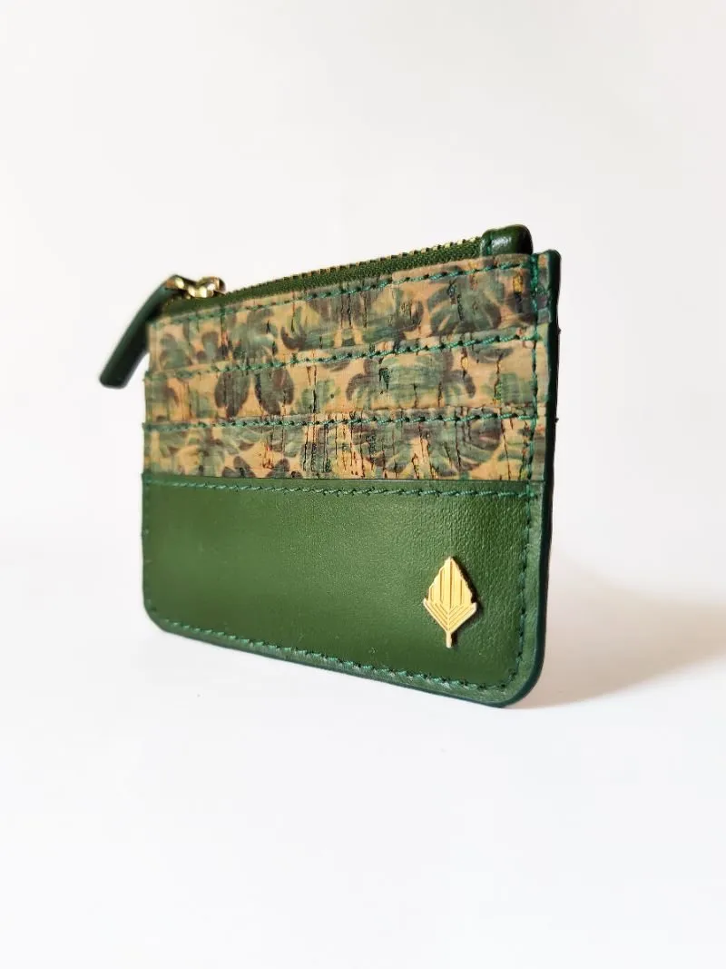 Iris- Cactus Leather & Cork Cardholder (Green)