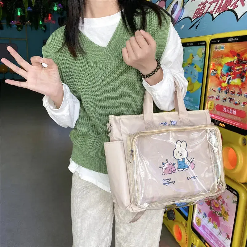 Japanese Cute Big Capacity Jk20cm Baby Bag Female Bar Bag New Student Transparent One Shoulder Cross Body Hand Pain Bag