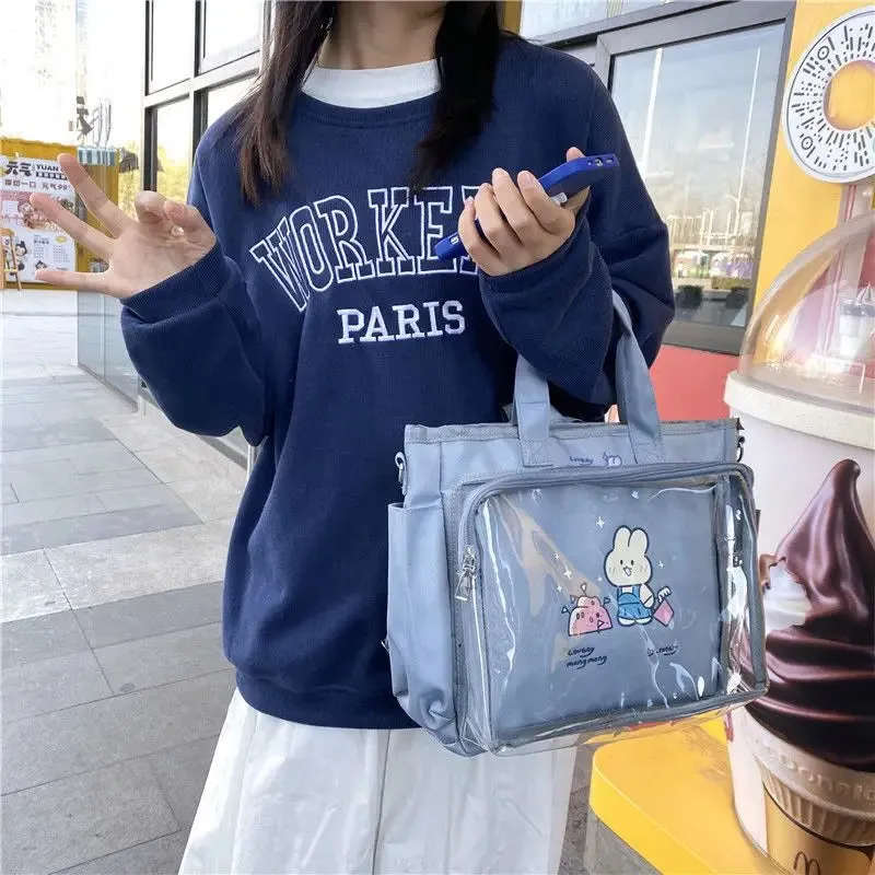 Japanese Cute Big Capacity Jk20cm Baby Bag Female Bar Bag New Student Transparent One Shoulder Cross Body Hand Pain Bag