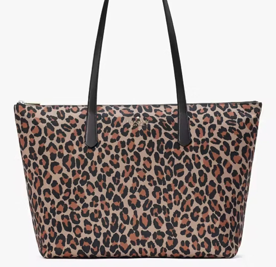 Kate Spade Leopard Nylon and Leather XL Tote Shoulderbag