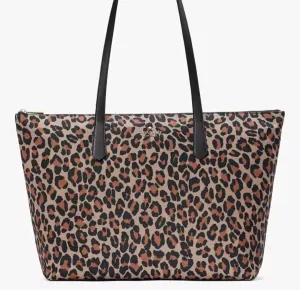 Kate Spade Leopard Nylon and Leather XL Tote Shoulderbag