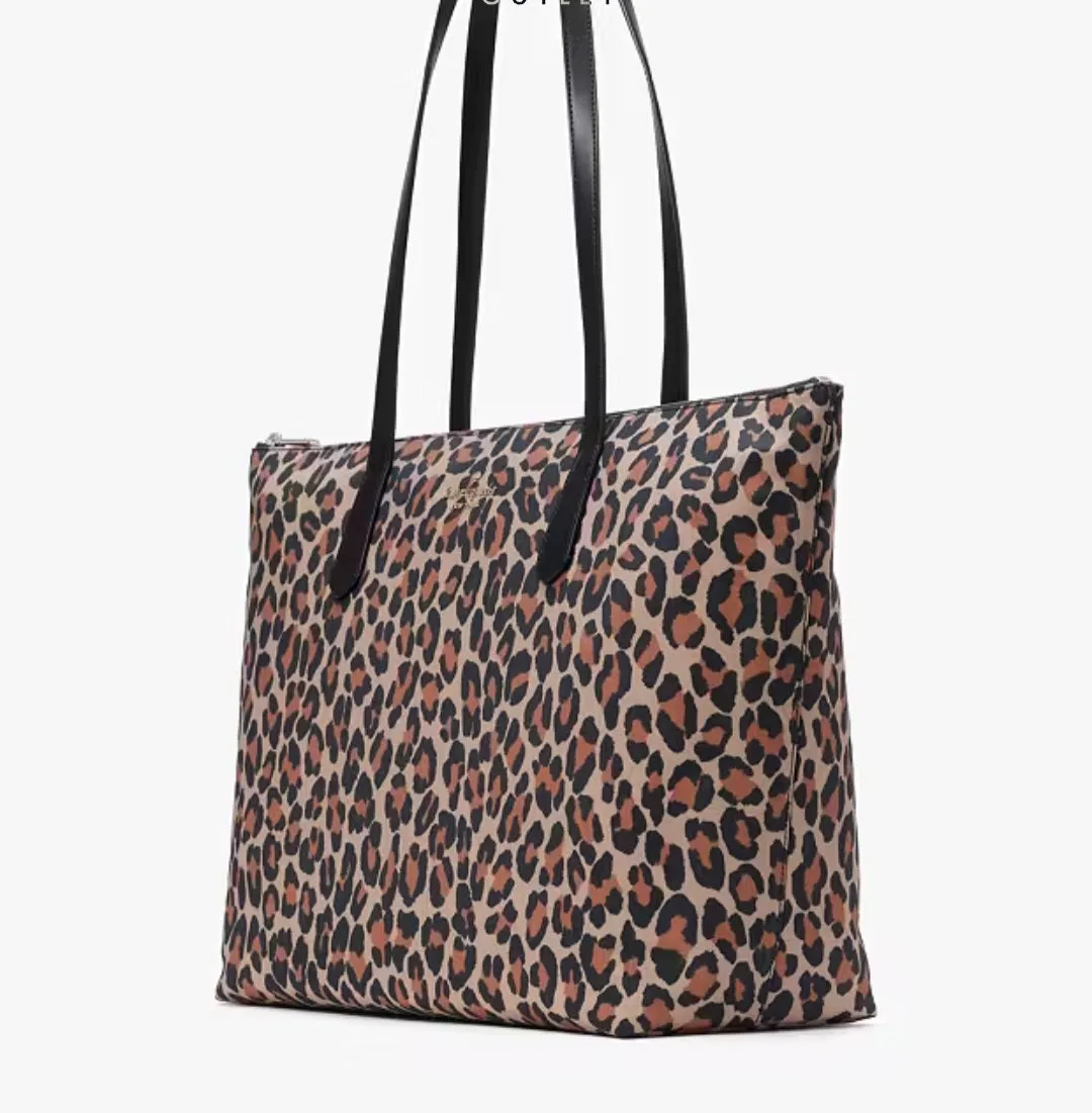 Kate Spade Leopard Nylon and Leather XL Tote Shoulderbag