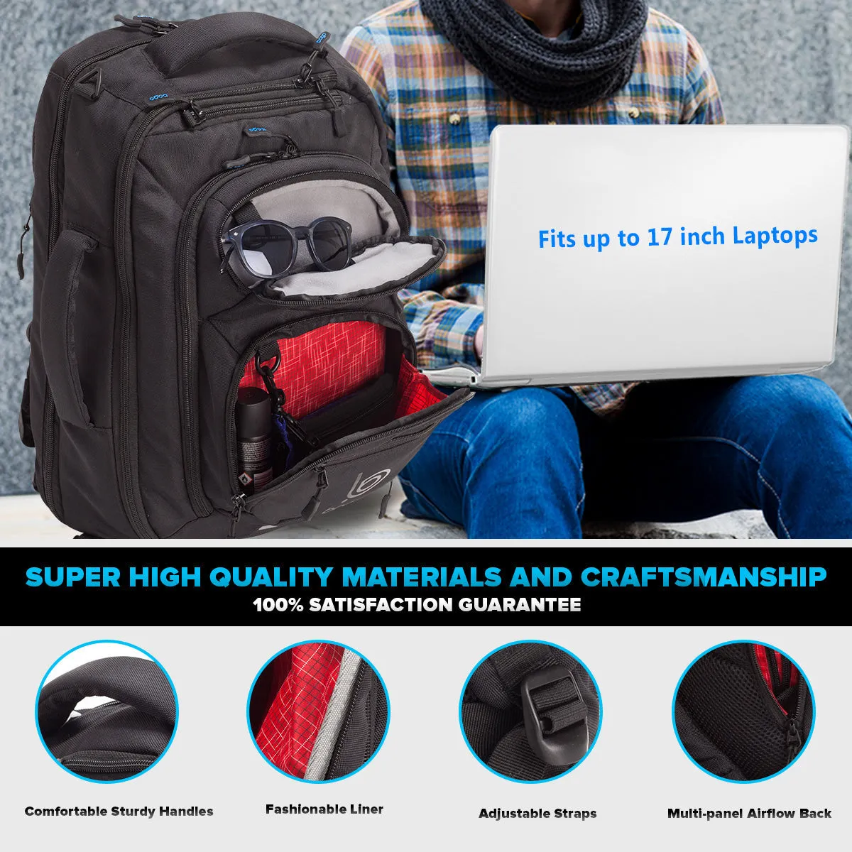 Laptop Backpack for Men - Computer Bag for Traveling, Business, Work, Commuter