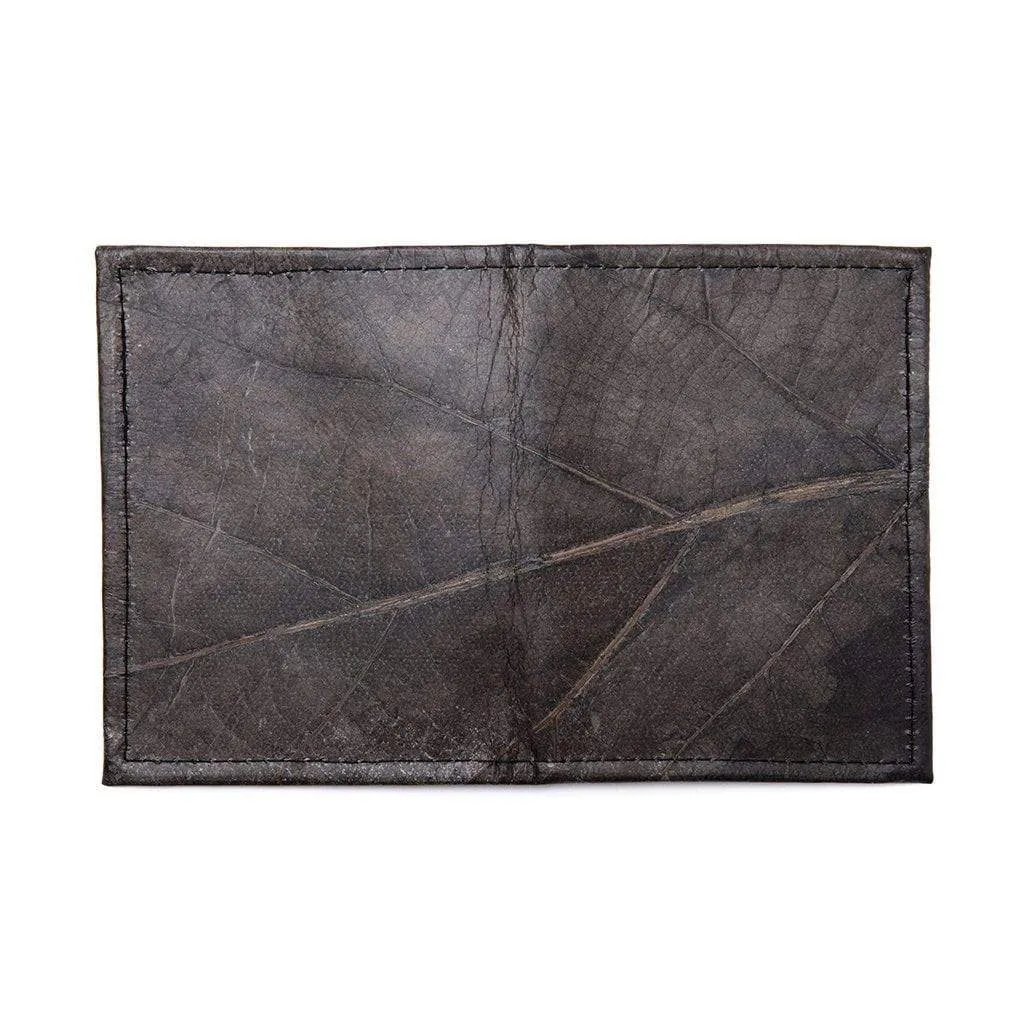 Leaf Leather Travel Wallet - Black