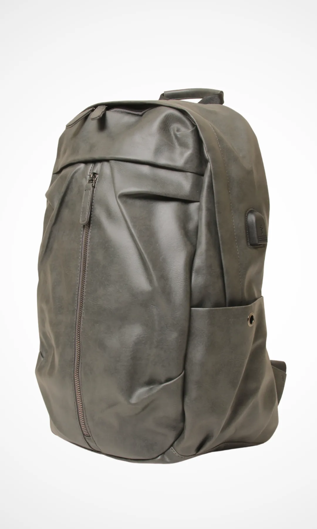 Leather Backpack- (Grey)